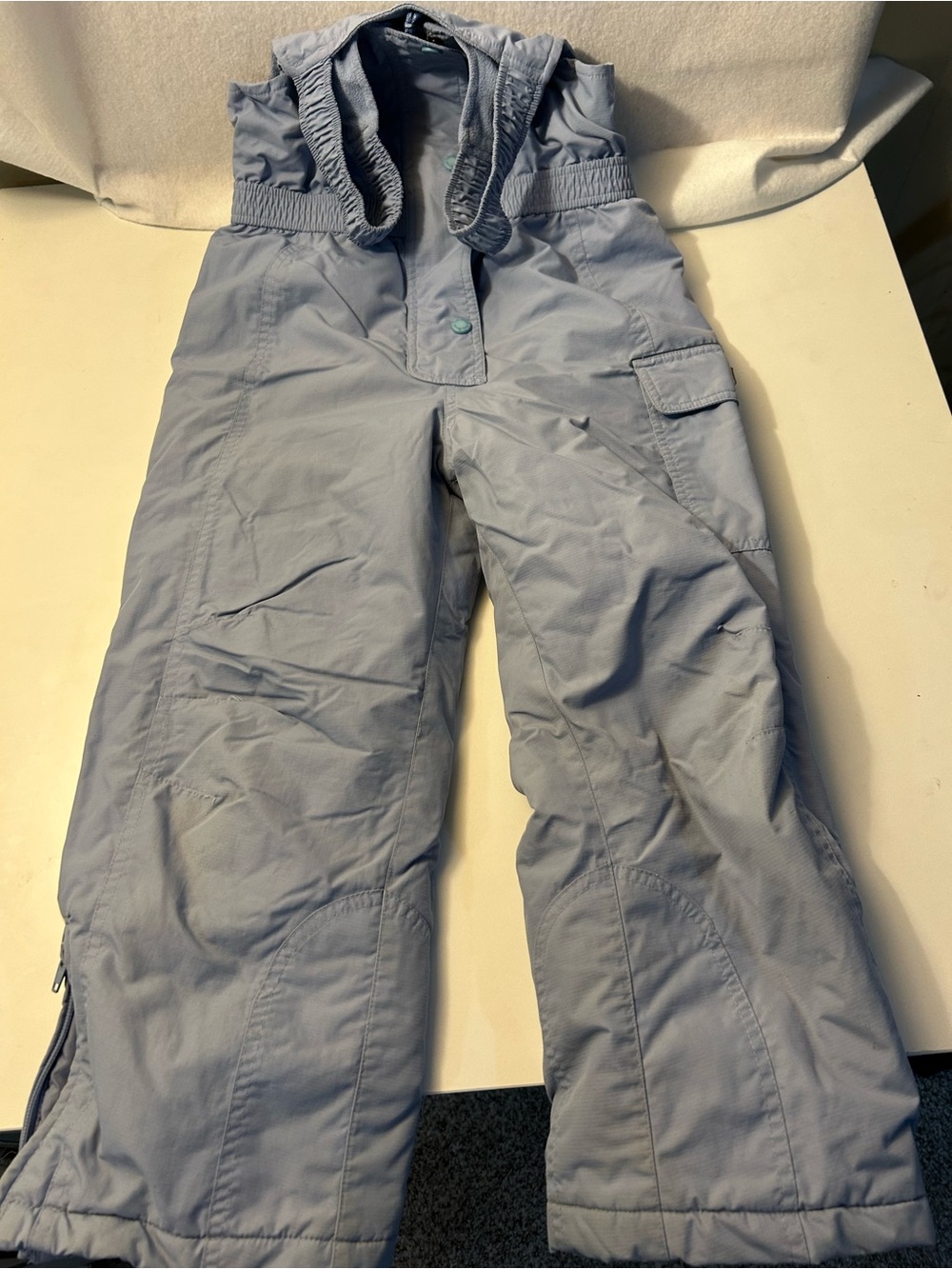 L.L. Bean Light Gray Kids Snow Overalls